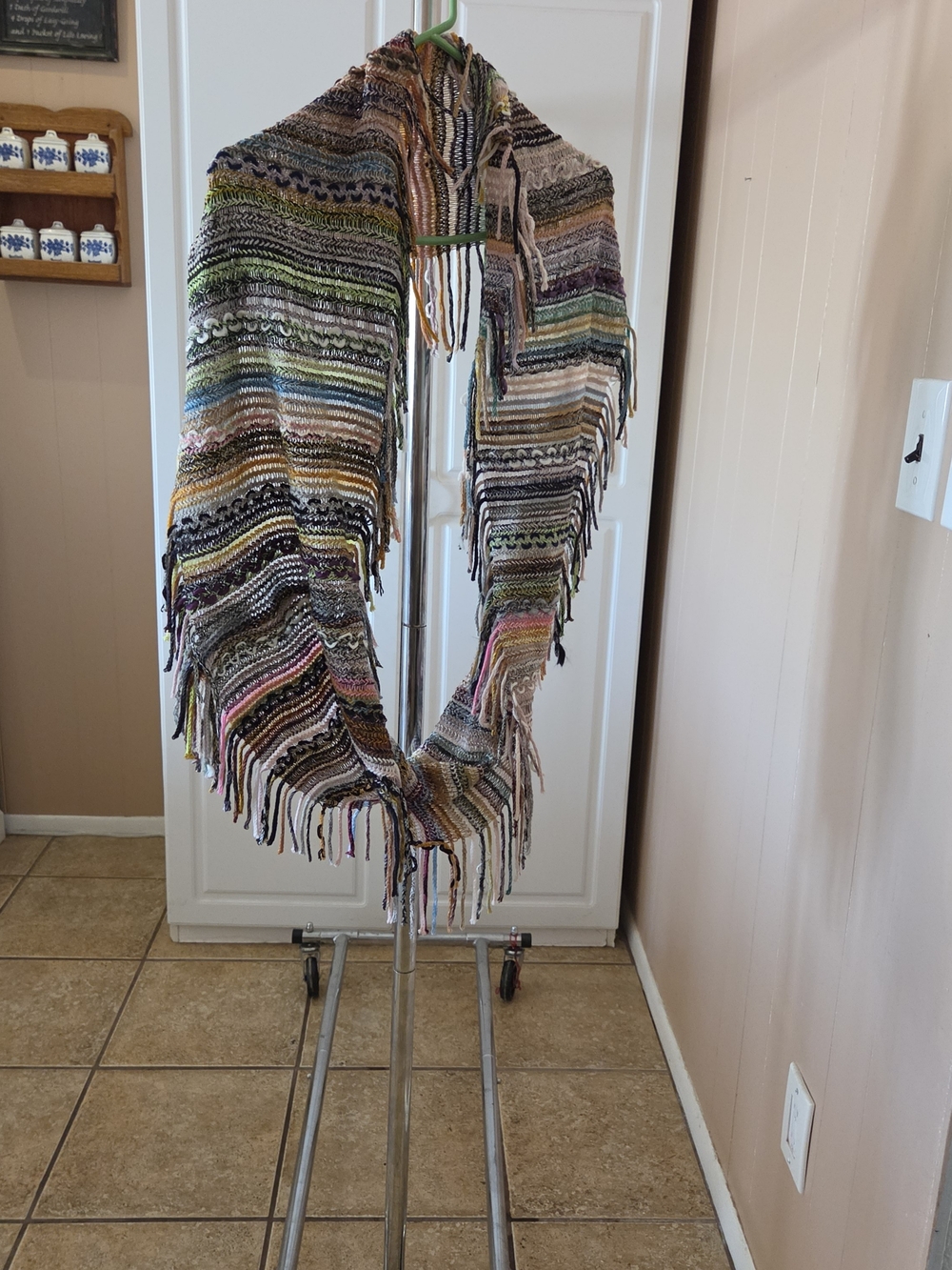 Multi-Color Fringe Knit Scarf/Wrap